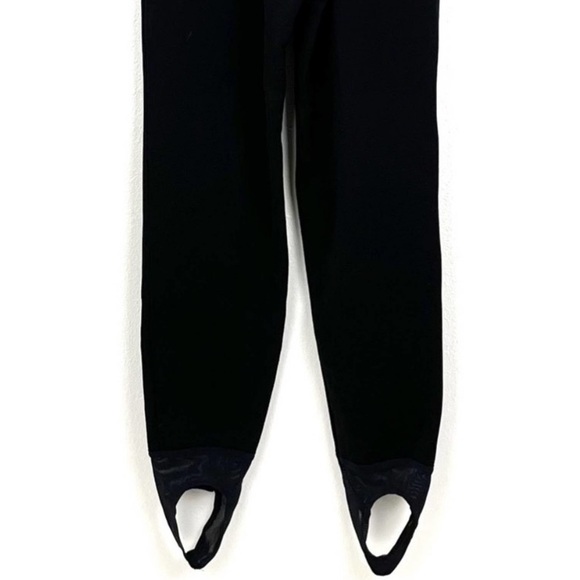 VTG 70 80s Ski Bib Overall Wool Blend Spandex Stirrup Jumpsuit Black Womens 6-8 - Picture 3 of 16